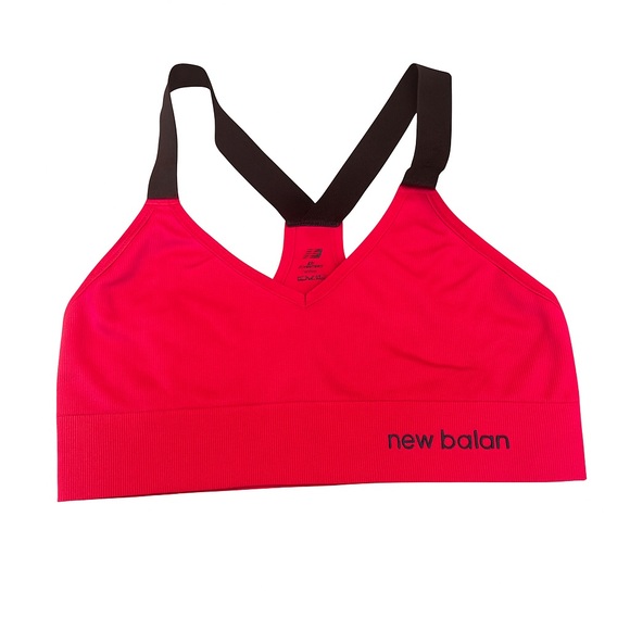 New Balance Pink Seamless Racerback Sports Bra Logo Flaw Women’s Size M GUC Yoga - Picture 4 of 9